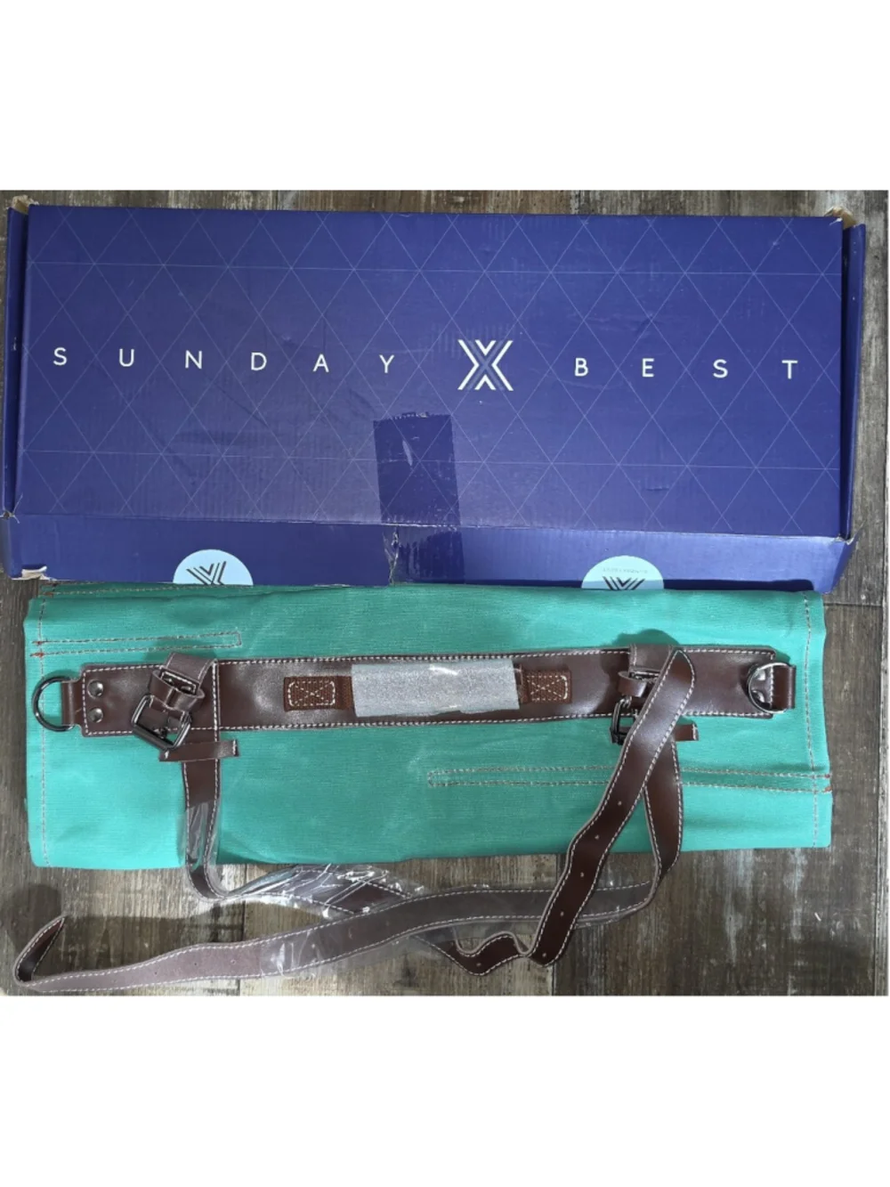 Sunday Best Kitchen Tool Roll Bag One Size Teal and Brown